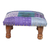 Upholstered ottoman footstool, 'Violet Patchwork' - Hand-Embroidered Patchwork Ottoman Footstool