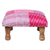 Upholstered ottoman footstool, 'Pink Patches' - Pink Upholstered Ottoman Footstool from India (image 2b) thumbail