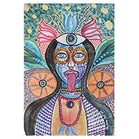 'Diosa Shakti' - Diosa Kali Acuarela sobre papel hecho a mano