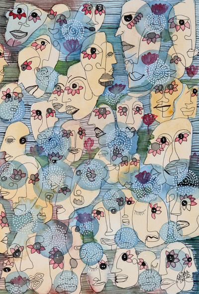 'Lily Pond' - Acuarela expresionista sobre papel