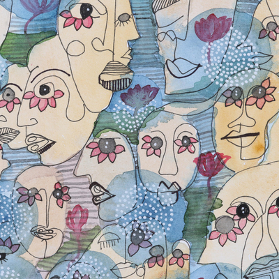 'Lily Pond' - Expressionistische Aquarellmalerei auf Papier