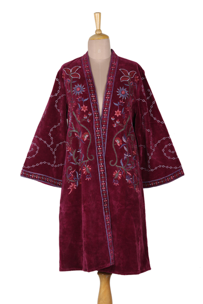 Embroidered Cotton Velvet Jacket from India