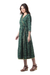 Hand-embroidered cotton wrap dress, 'Verdant Beauty' - Kantha Stitch Cotton Wrap Dress (image 2d) thumbail