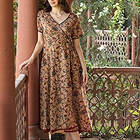 Embroidered cotton wrap dress, Summer Harvest