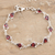 Garnet link bracelet, 'Gleaming Drops ' - Indian Garnet and Sterling Silver Link Bracelet thumbail