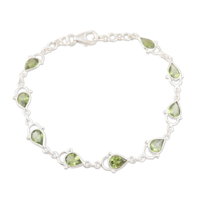 Indian Peridot and Sterling Silver Link Bracelet