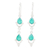 Onyx dangle earrings, 'Gleaming Forest Green Drops' - Forest Green Onyx and Sterling Silver Dangle Earrings