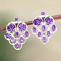 Amethyst-Tropfenohrringe, 'Lilac Glamour' - Handgefertigte Amethyst- und Sterlingsilber-Tropfenohrringe