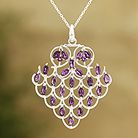 Amethyst pendant necklace, 'Lilac Glamour'