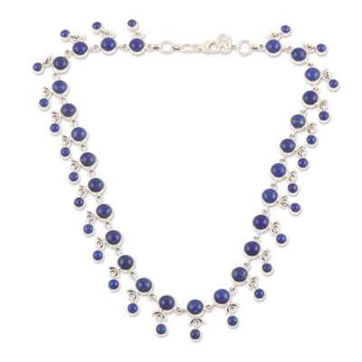 Lapis lazuli link necklace, 'Lapis Dance' - Lapis Lazuli and Sterling Silver Link Necklace