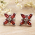 Rhodium-plated garnet button earrings, 'Red Petals' - Rhodium-Plated Garnet Floral-Motif Button Earrings (image 2) thumbail