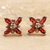 Rhodium-plated garnet button earrings, 'Red Petals' - Rhodium-Plated Garnet Floral-Motif Button Earrings (image 2b) thumbail