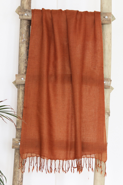 Bufanda de lana - Bufanda de lana marrón canela de la India