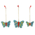 Wood holiday ornaments, 'Winged Fantasy in Teal' (set of 3) - Weeping Willow Wood Holiday Ornaments from India (Set of 3) (image 2a) thumbail