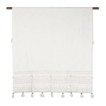 Embroidered cotton throw, 'Under a Cloud' - Embroidered Cotton Throw with Tufted Accents