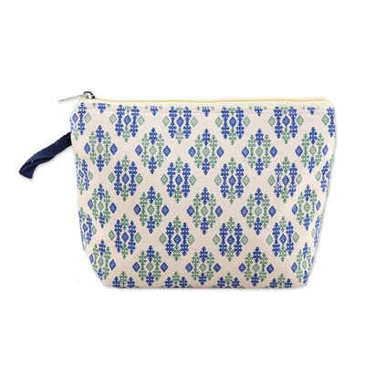 Screen Printed Zippered Cosmetic Pouch in 100% Cotton