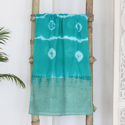 Cotton batik scarf, Serene Turquoise