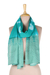 Cotton batik scarf, 'Serene Turquoise' - Batik Dyed Turquoise Colored Scarf with Zig Zag Finish (image 2a) thumbail