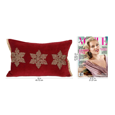 Beaded velvet cushion covers, 'Snowflake Glam' (pair) - Holiday-Themed Velvet Cushion Covers (Pair)