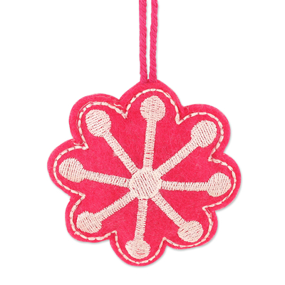 Embroidered wool holiday ornaments, 'Sparkling Snow' (set of 6) - Embroidered Wool Snowflake Holiday Ornaments (Set of 6)