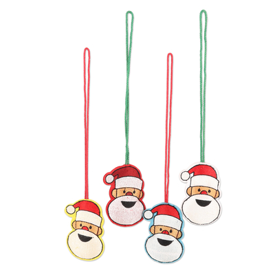 Gestickte Weihnachtsornamente aus Wolle, (4er-Set) - Bestickte Weihnachtsmann-Weihnachtsornamente aus Wolle (4er-Set)