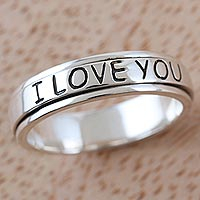 Sterling silver meditation ring, 'Expression of Love' - Hand Made Sterling Silver Meditation Ring