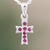 Rhodium-plated ruby pendant necklace, 'Keep Faith in Pink' - Rhodium-Plated Ruby Pendant Necklace