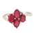 Ruby cocktail ring, 'Ruby Quartet' - Rhodium Plated Cocktail Ring with Four Faceted Rubies