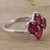 Ruby cocktail ring, 'Ruby Quartet' - Rhodium Plated Cocktail Ring with Four Faceted Rubies