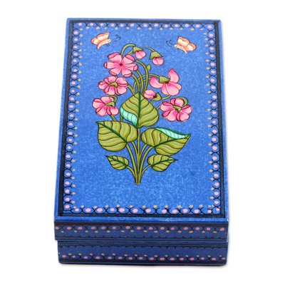 Caja decorativa de papel maché - Caja decorativa de papel maché pintada a mano de la India
