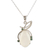 Rhodium-plated rainbow moonstone and emerald pendant necklace, 'Hidden Gem' - Rhodium-Plated Rainbow Moonstone and Emerald Necklace thumbail