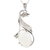 Rhodium-plated rainbow moonstone pendant necklace, 'Lunar Muse' - Rhodium-Plated Rainbow Moonstone Pendant Necklace