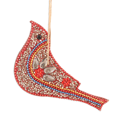 Perlenförmige Holzornamente, (4er-Set) - Handgefertigte Vogelornamente aus Perlen (4er-Set)