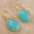 Gold-plated chalcedony dangle earrings, 'Evening Rainfall' - Gold-Plated Chalcedony Dangle Earrings from India (image 2b) thumbail