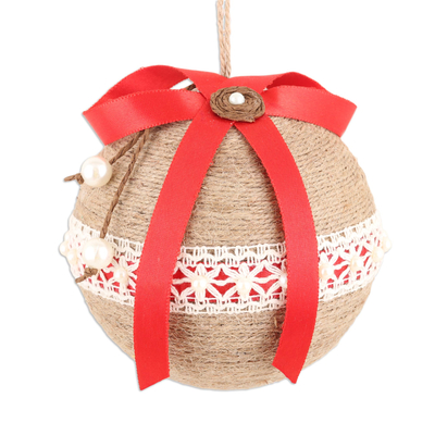 Wool and jute ornament set, 'Christmas Romance' (set of 4) - Handcrafted Christmas Ornaments (Set of 4)
