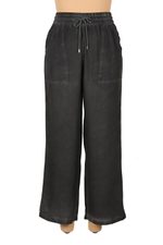Stonewashed palazzo pants, 'Simple Style in Black' - Black Viscose Twill Pants from India