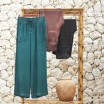 Stonewashed palazzo pants, 'Simple Style in Black' - Black Viscose Twill Pants from India