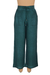 Stonewashed palazzo pants, 'Simple Style in Green' - Green Viscose Twill Pants from India