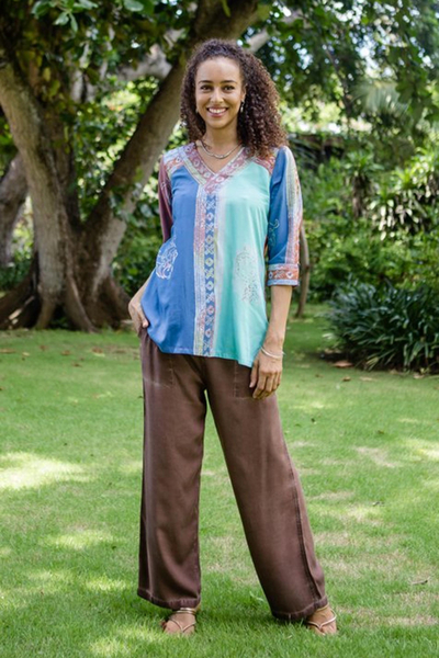Viscose pants, 'Cool Classic in Rosewood' - Brown Stone-Washed Viscose Pants