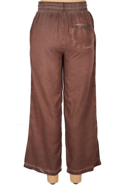 Viscose pants, 'Cool Classic in Rosewood' - Brown Stone-Washed Viscose Pants