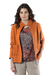 Embroidered cotton jacket, 'Pumpkin Fantasy' - Embroidered Cotton Slub Jacket