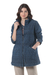 Embroidered cotton denim coat, 'Chandi Anorak' - Fleece-Lined Cotton Denim Coat from India