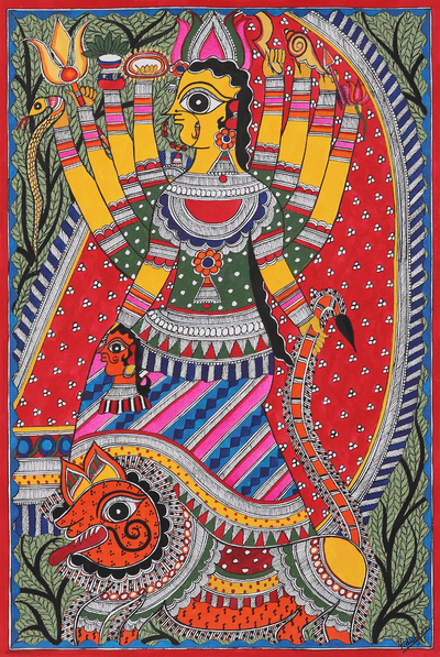 Madhubani Goddess Painting on Handmade Paper