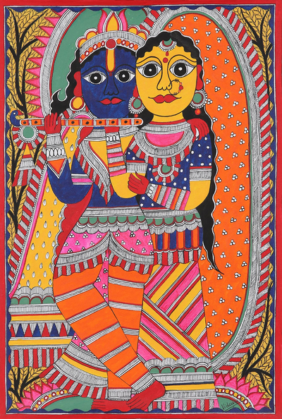 Signed Madhubani Painting on Handmade Paper