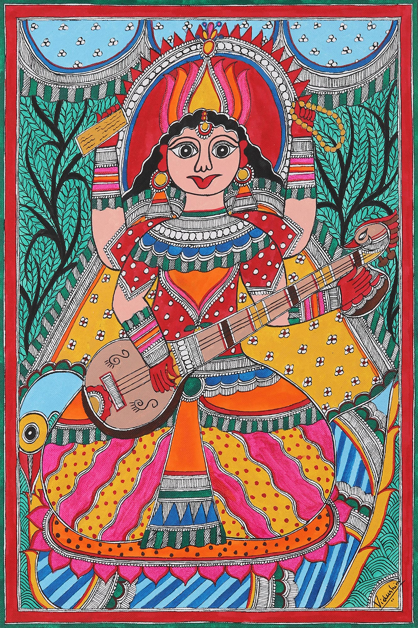 madhubani painting saraswati