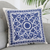 Embroidered cotton cushion cover, 'Royal Blue' - Embroidered Cotton Cushion Cover from India