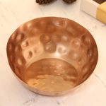 Copper plated decorative bowl, 'Asymmetrical Beauty' - Copper-Plated Rustically Hammered Decorative Bowl from India