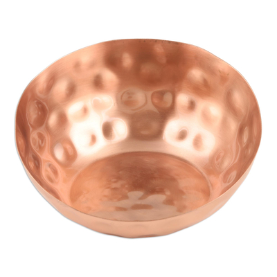 Copper plated decorative bowl, 'Asymmetrical Beauty' - Copper-Plated Rustically Hammered Decorative Bowl from India