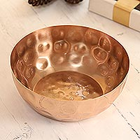 Copper plated decorative bowl, 'Hammered Chic' - Hand Crafted Copper-Plated Stainless Steel Bowl from India