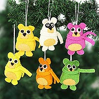 Wool felt ornaments, 'Koala Christmas' (set of 6) - Handcrafted Wool Christmas Ornaments (Set of 6)